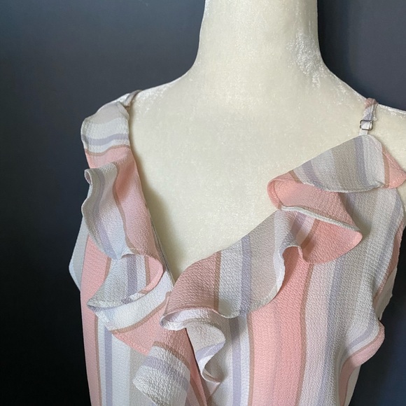 GUESS “Paloma” Romper NEW Pastel Stripe Pink Pearl - Picture 3 of 7